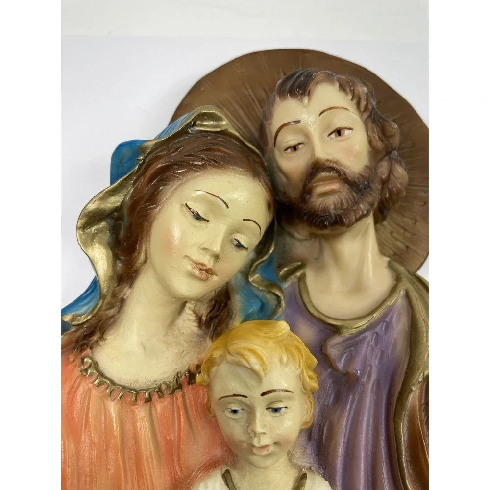Vtg religious Holy Family Plaster Wall Hanging 3D‎ religious cottagecore